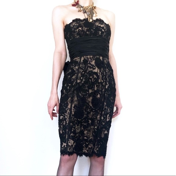 Betsey Johnson Dresses & Skirts - BETSEY JOHNSON Vintage Lace Bodycon Dress w/ Bow Tie Belt